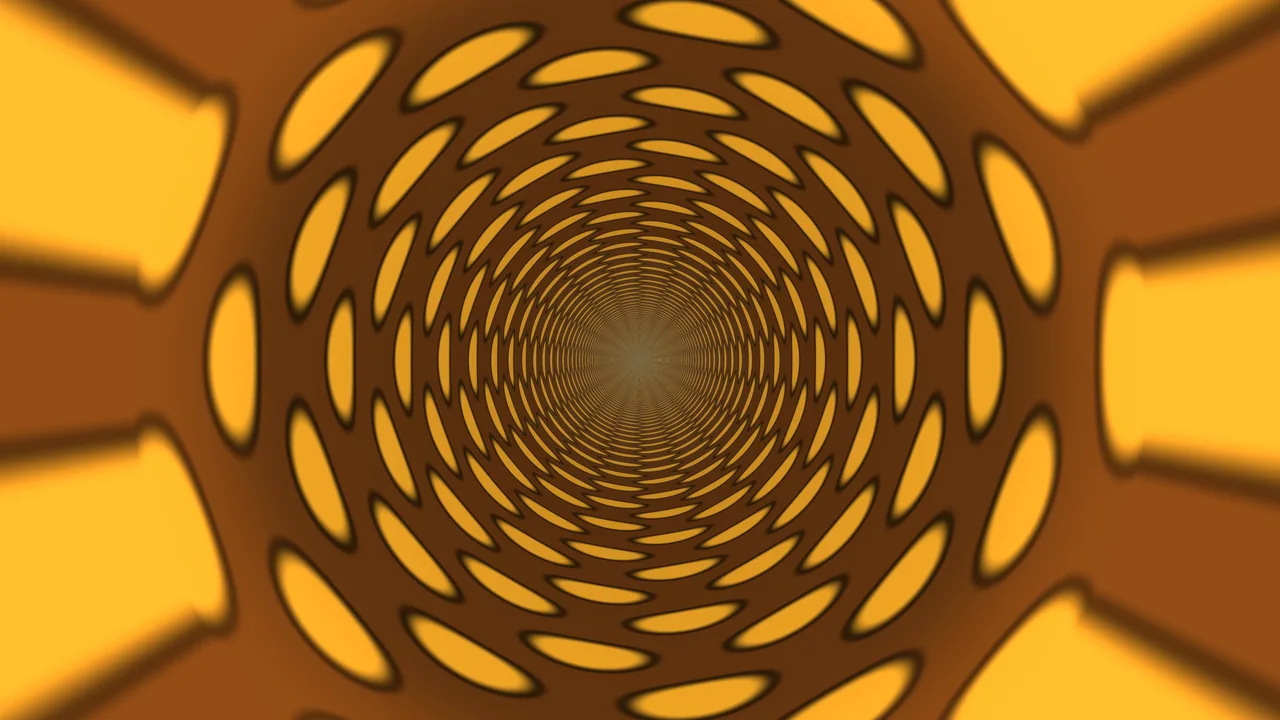 Abstract Golden Spiral Tunnel 4K Wallpaper