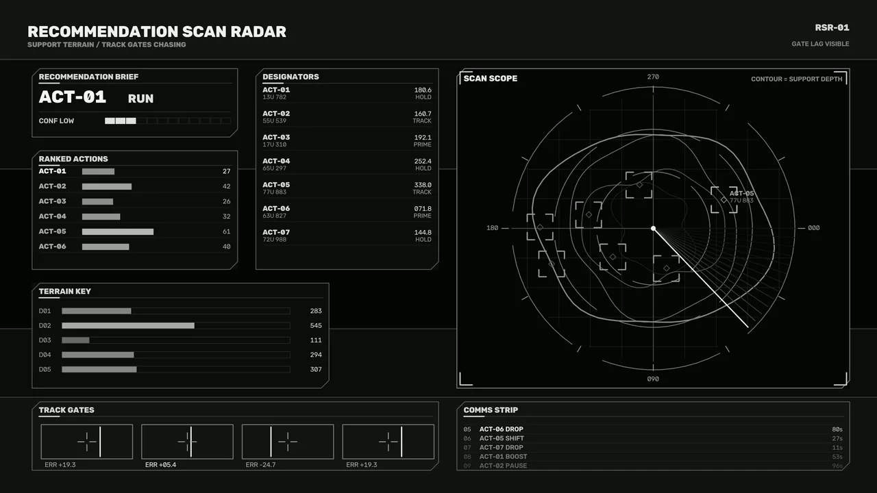 Recommendation Scan Radar HUD Dashboard – 4K Sci-Fi Wallpaper