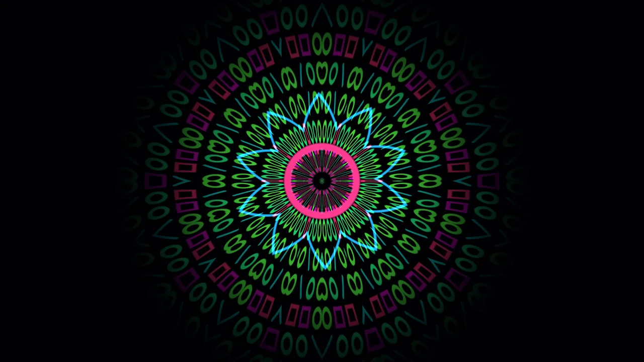 Neon Radial Geometric Mandala 4K Wallpaper