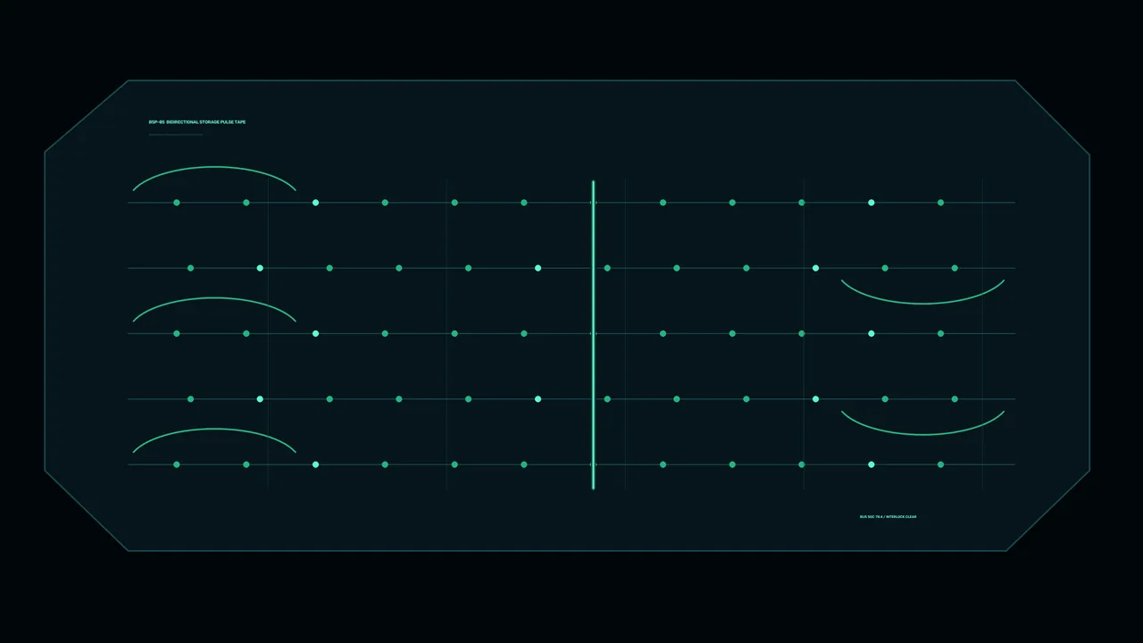 Energy Storage Control HUD with Teal Telemetry Grid