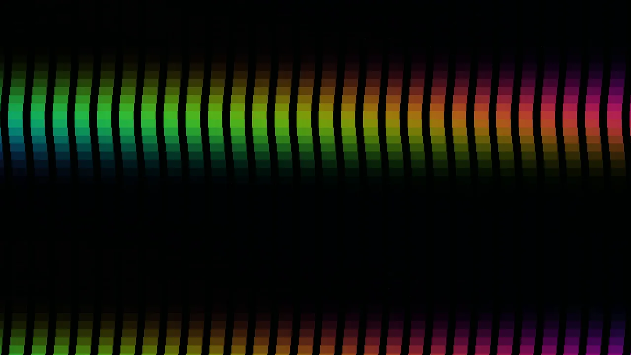 Pixelated Rainbow Spectrum Bars on Black 4K Wallpaper