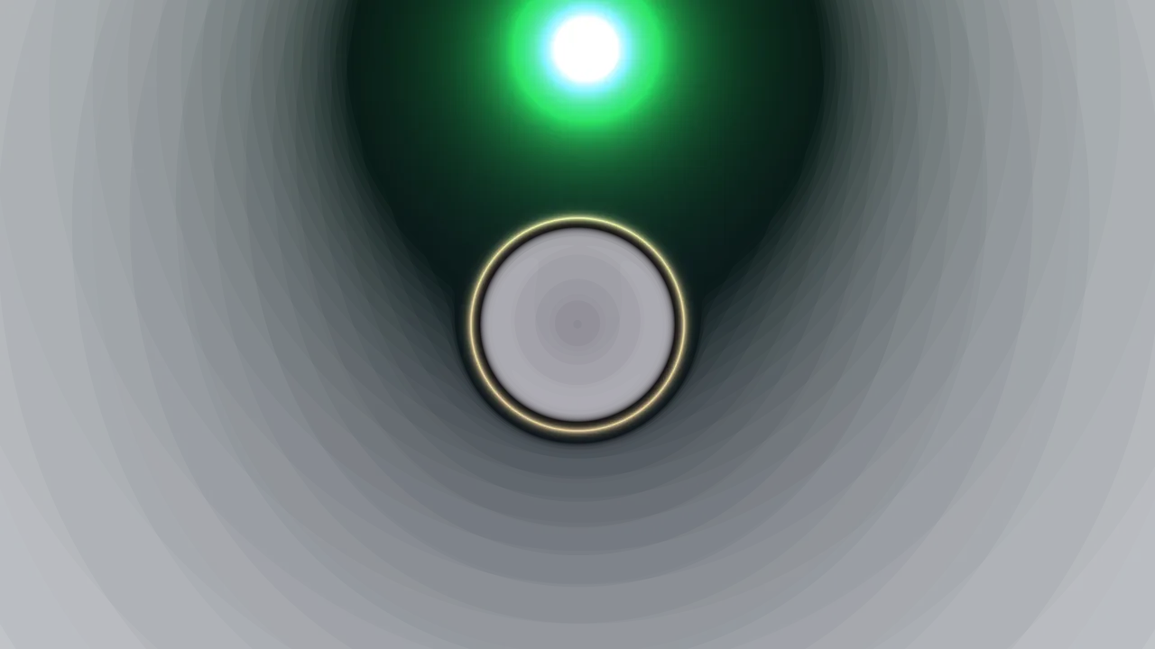 Glowing Green Orb and Golden Eclipse Ring on Dark Background