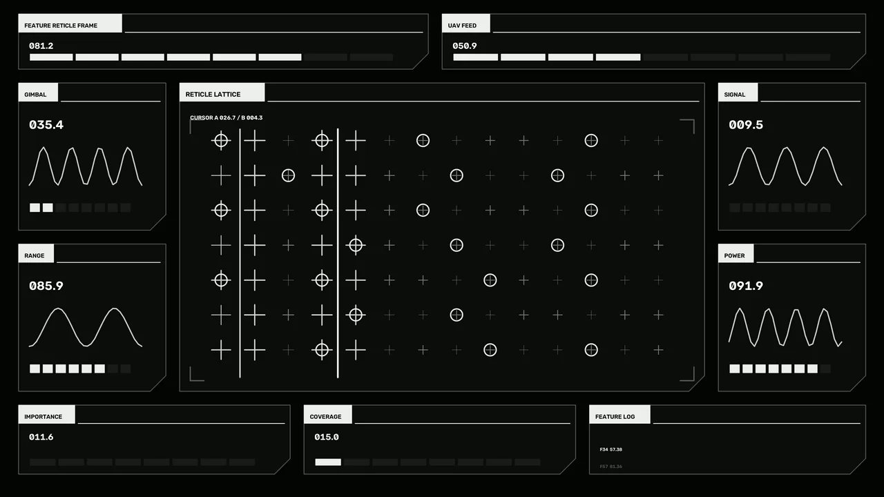 Monochrome Reticle Telemetry HUD 4K Sci-Fi Wallpaper