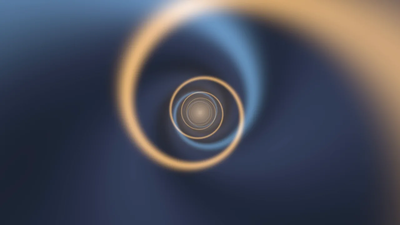 Glowing Concentric Ring Tunnel in Blue and Amber 4K Wallpaper