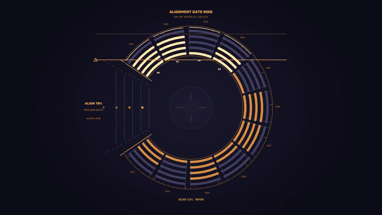 Circular Alignment HUD with Segmented Telemetry Ring