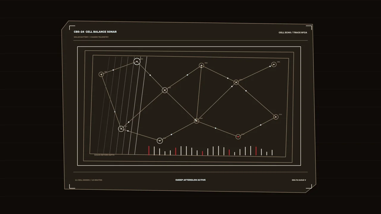 Solar Battery Charge Telemetry HUD with Cell Balance Graph