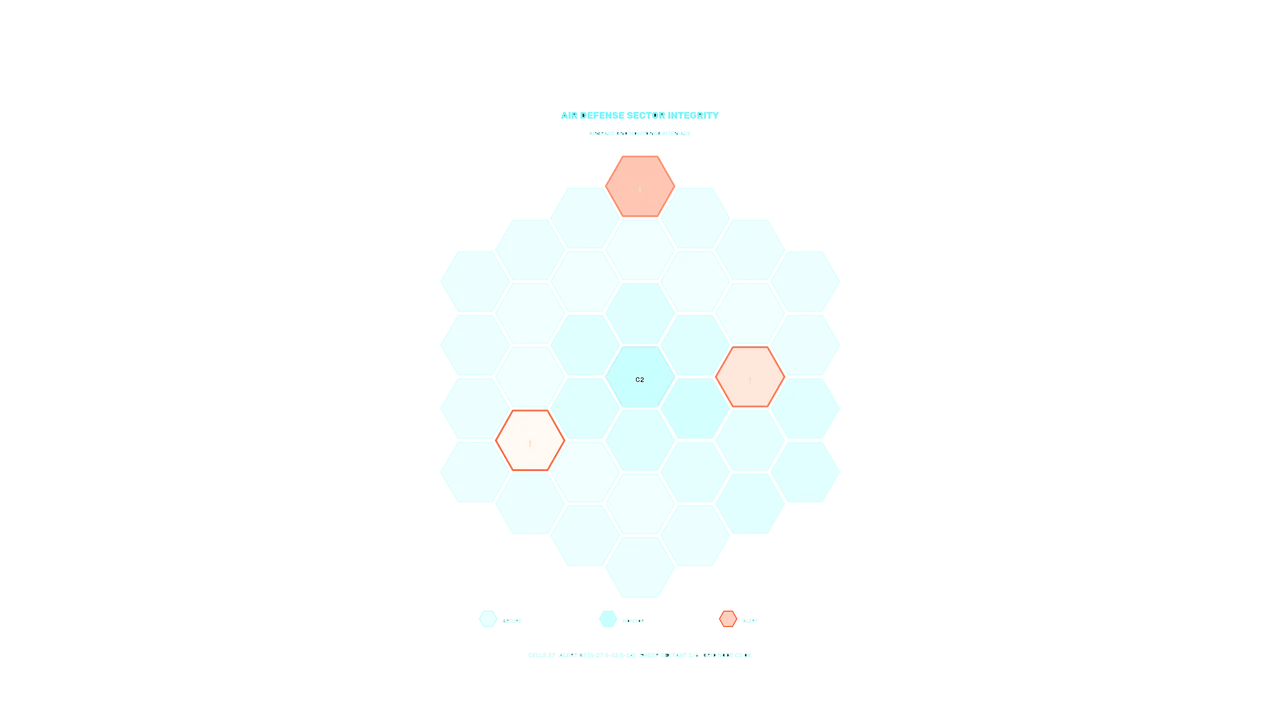 Cyan Hexagonal Monitoring HUD with Orange Status Cells 4K Wallpaper