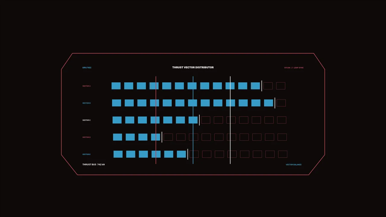 Fictional Spacecraft Thrust Vector Distributor HUD 4K Wallpaper