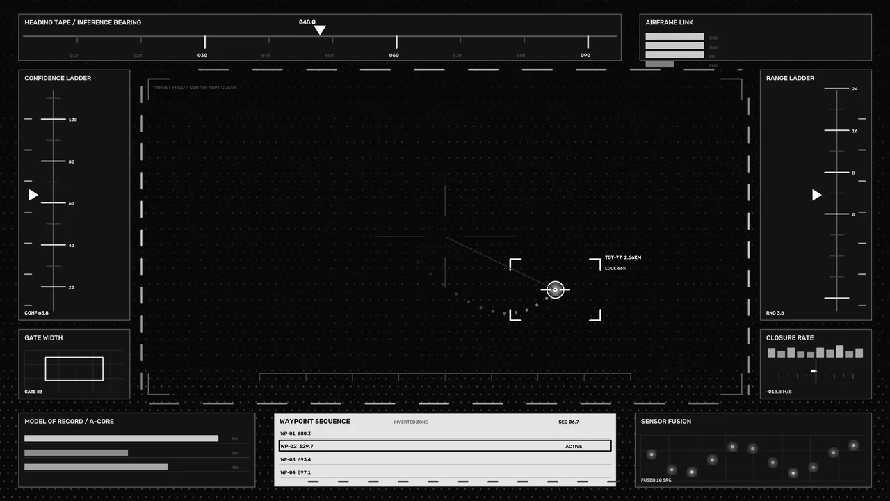 Monochrome Target Tracking HUD Dashboard 4K Wallpaper