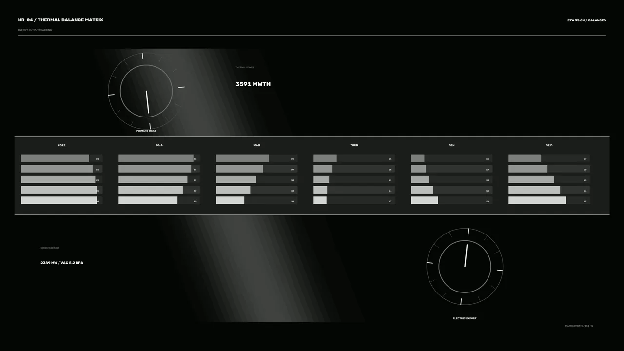 Sci-Fi Reactor Thermal Balance HUD 4K Wallpaper