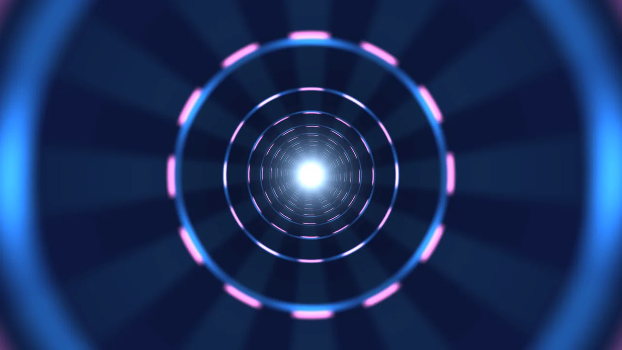 Neon Concentric Ring Tunnel in Blue and Pink – 4K Wallpaper