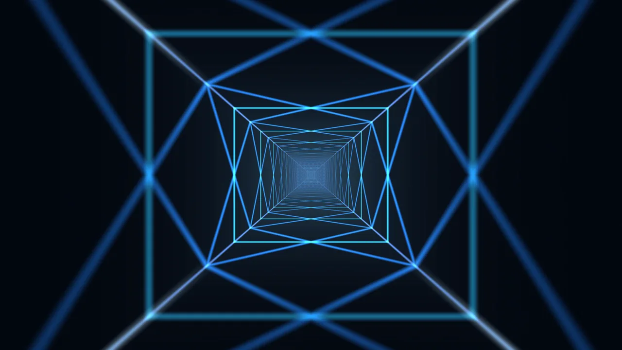 Electric Blue Geometric Tunnel 4K Wallpaper