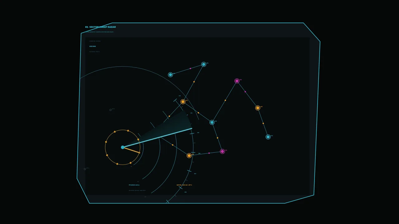 Sci-Fi Radar Scanner HUD with Circular Telemetry Grid – 4K Wallpaper