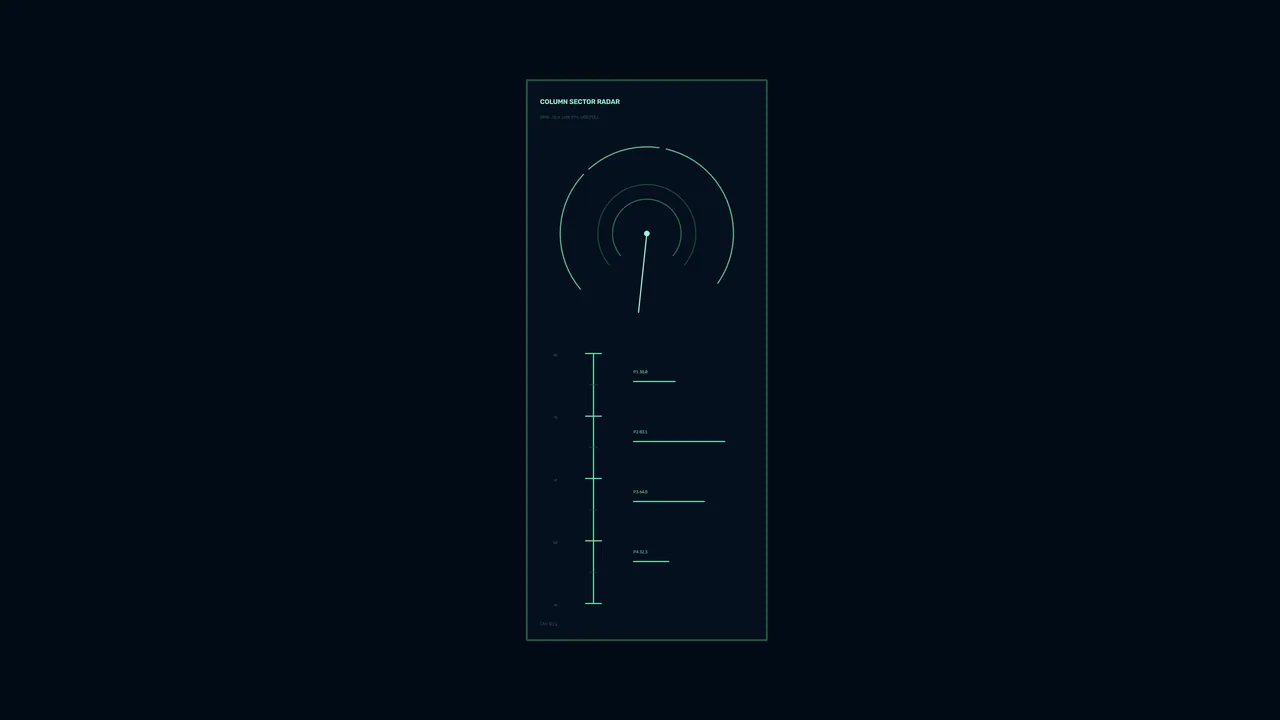 Radar Gauge and Bar Chart HUD 4K Sci-Fi Wallpaper