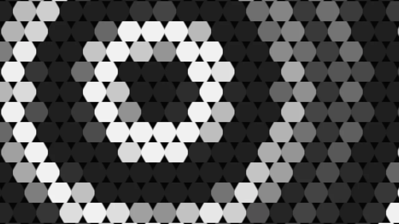 4K Monochrome Hexagonal HUD Wallpaper with Layered Screen Graphic