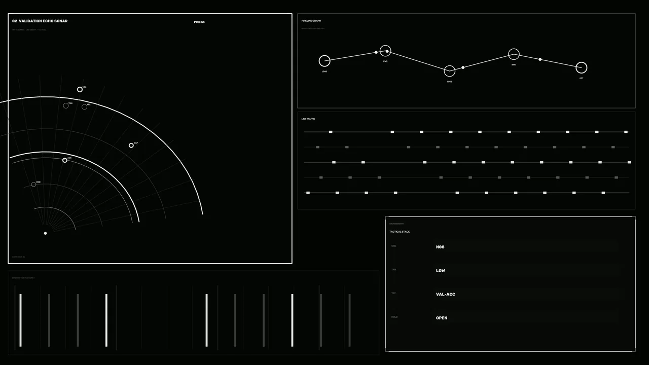 Monochrome Sonar Telemetry HUD Dashboard 4K Wallpaper