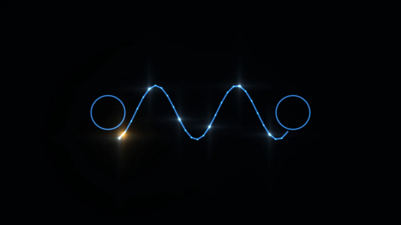 Glowing Blue Waveform and Circular Lines on Black 4K Wallpaper