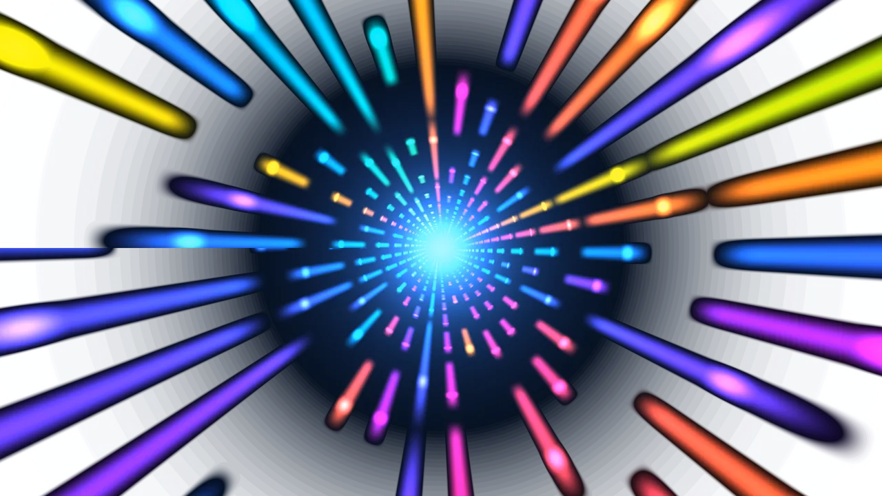 Abstract Neon Radial Light Tunnel with Colorful Beams