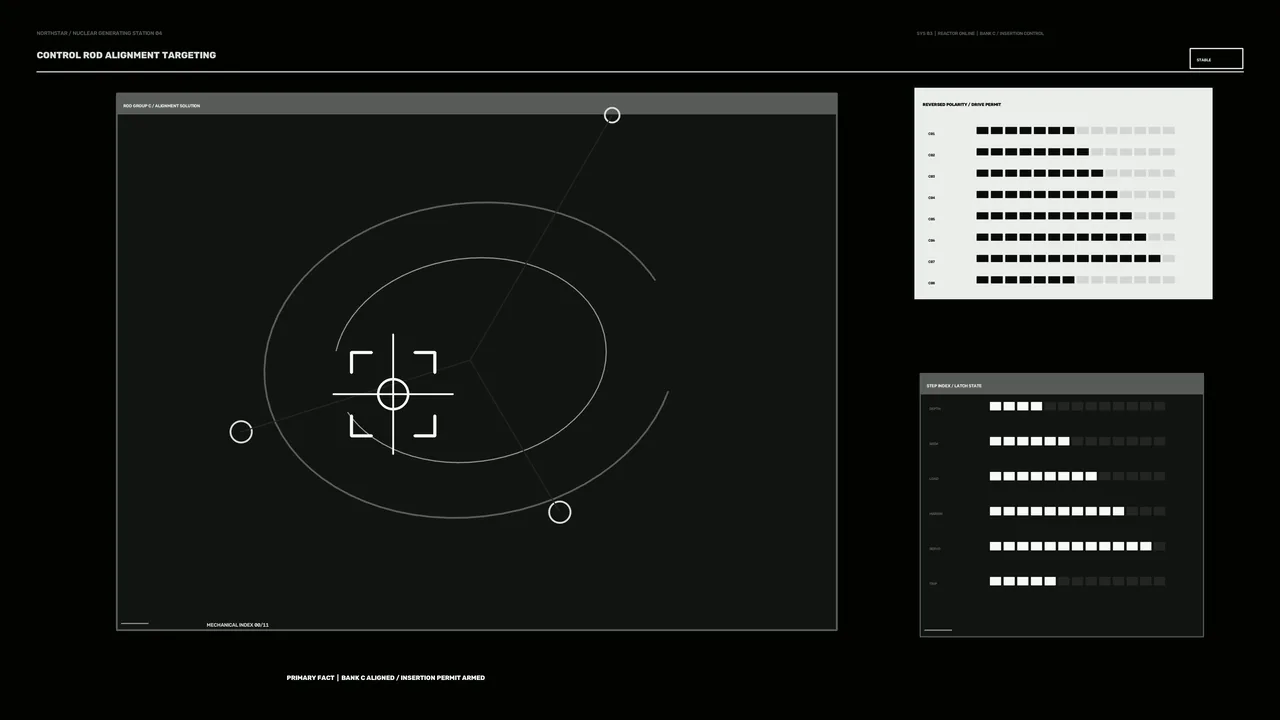 Control Rod Alignment Targeting HUD 4K Sci-Fi Wallpaper