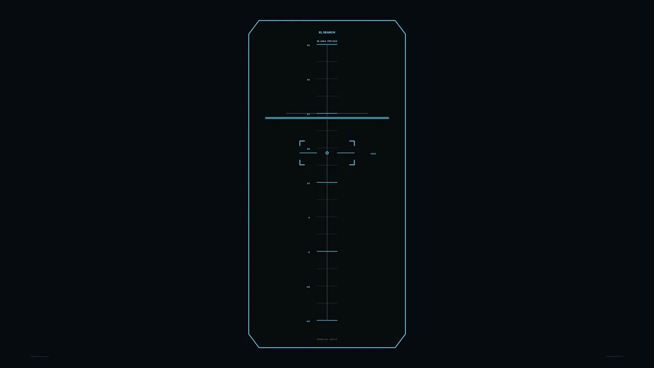 Cyan Target Search HUD with Chamfered Frame and Central Reticle