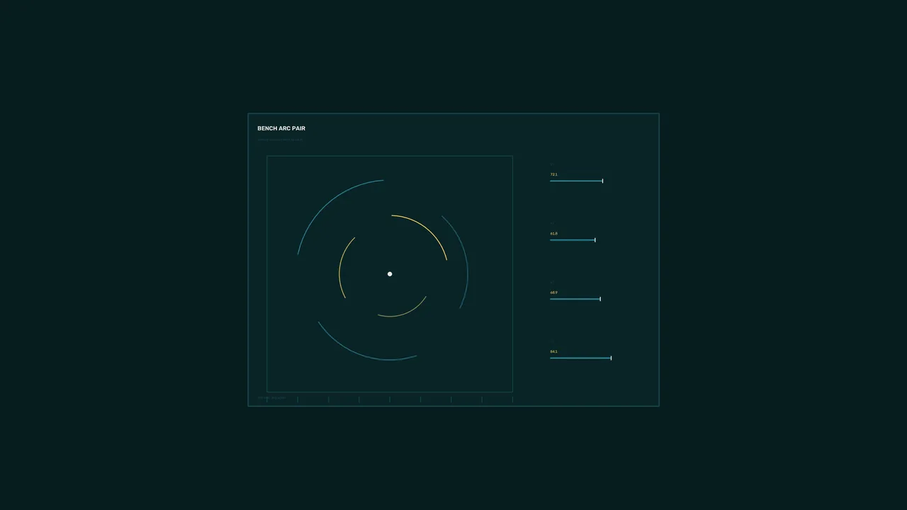Sci-Fi Telemetry Dashboard HUD with Circular Arc Display and Bar Gauges 4K