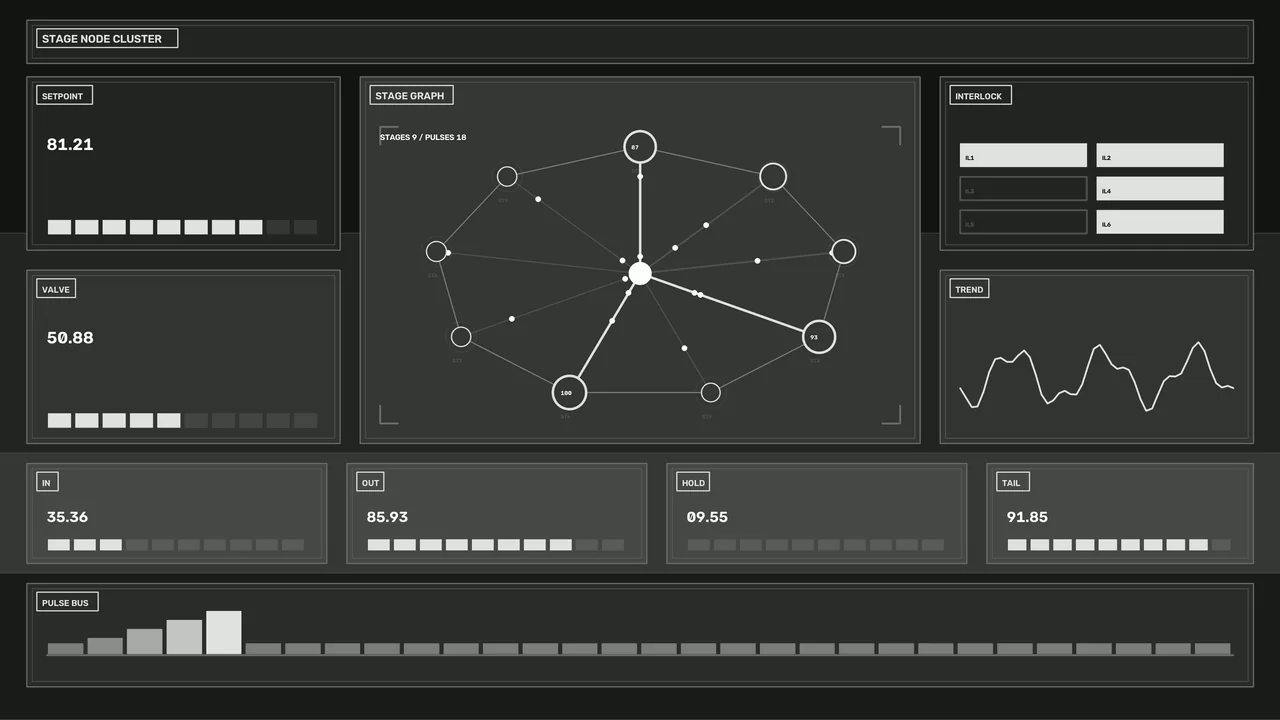Monochrome Sci-Fi Data Processing HUD Dashboard 4K Wallpaper