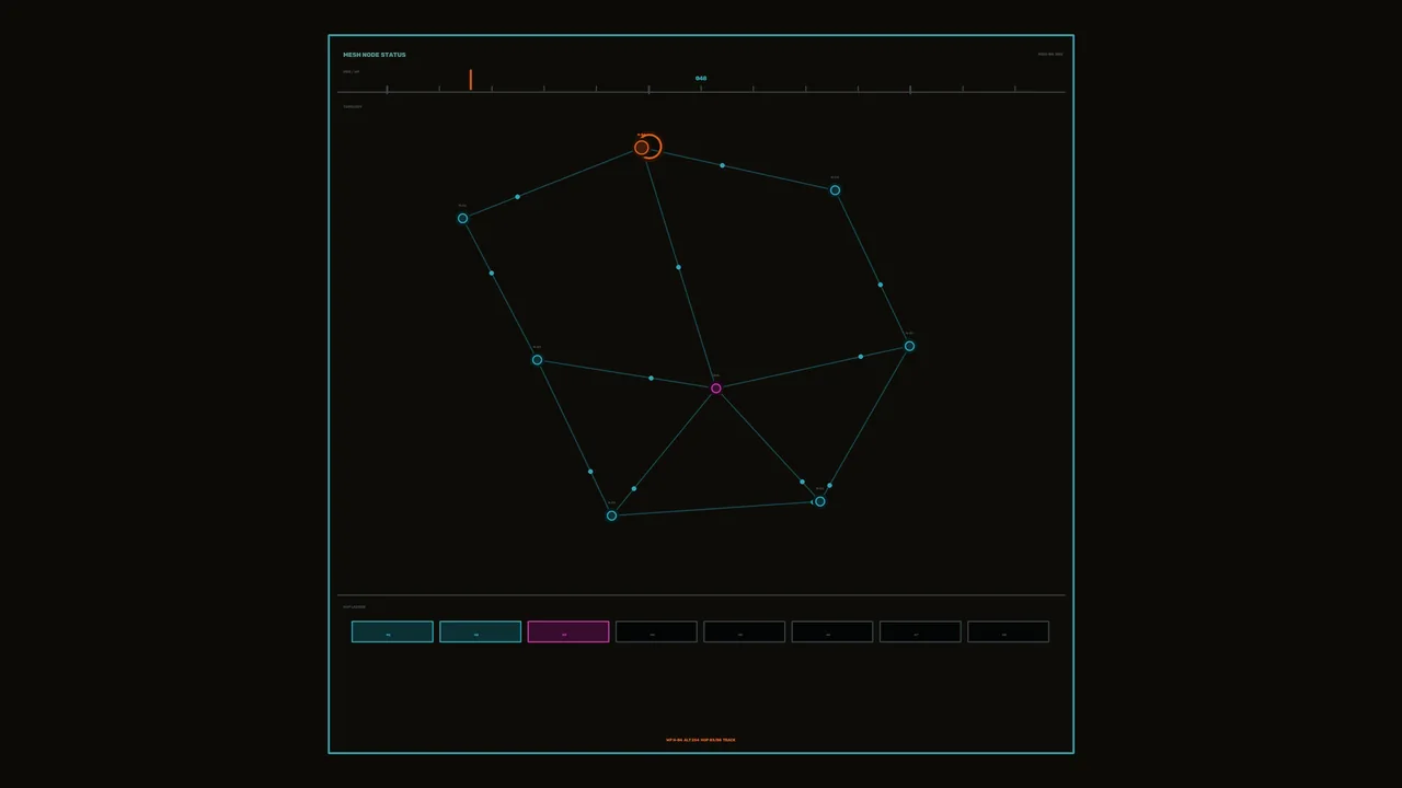 Sci-Fi Network Status HUD with Connected Node Diagram
