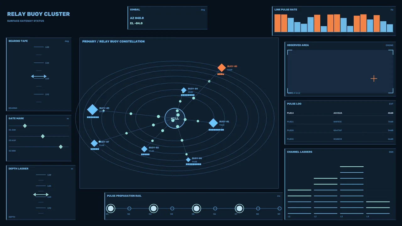 Futuristic Relay Buoy Telemetry HUD 4K Wallpaper