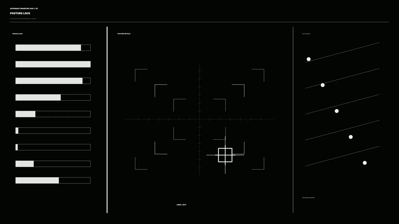 Minimalist Astronaut Biometric Posture HUD 4K Sci-Fi Wallpaper