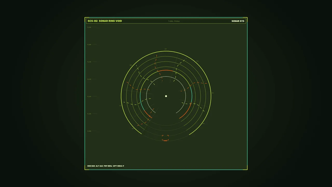 Sci-Fi Sonar HUD with Circular Ring Telemetry Dashboard
