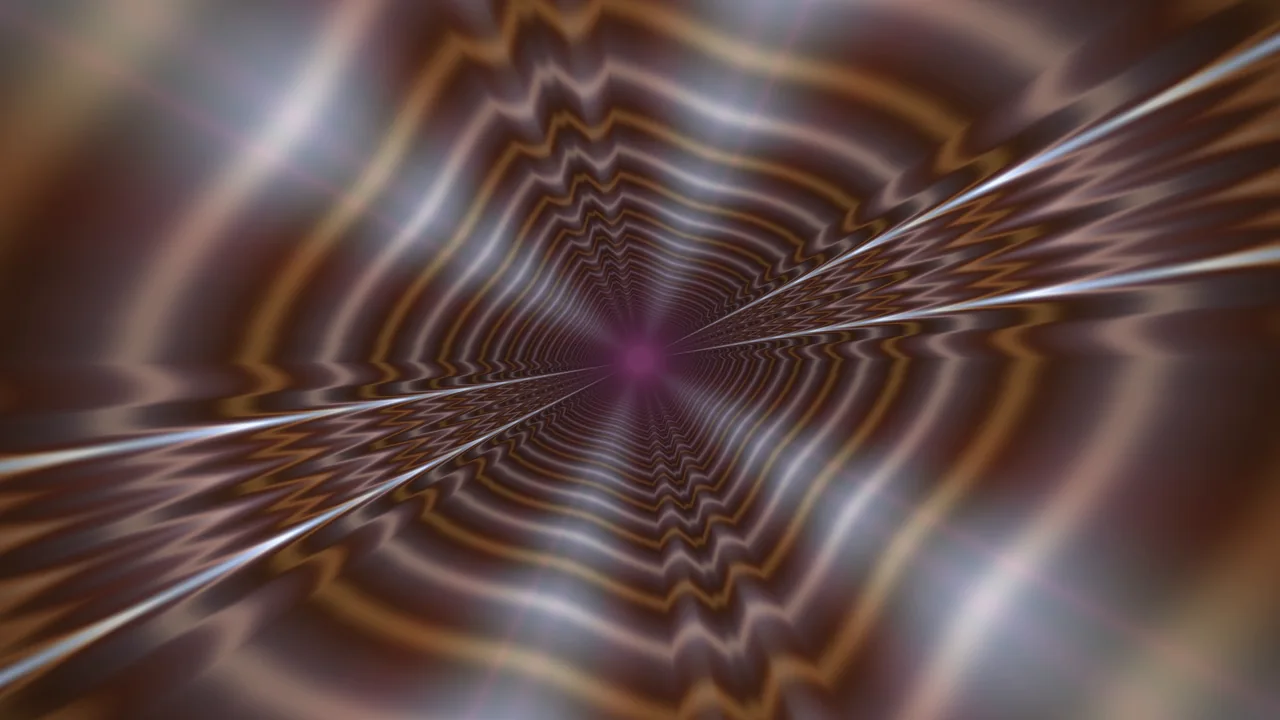 Symmetrical Abstract Vortex Tunnel with Metallic Wavy Rings