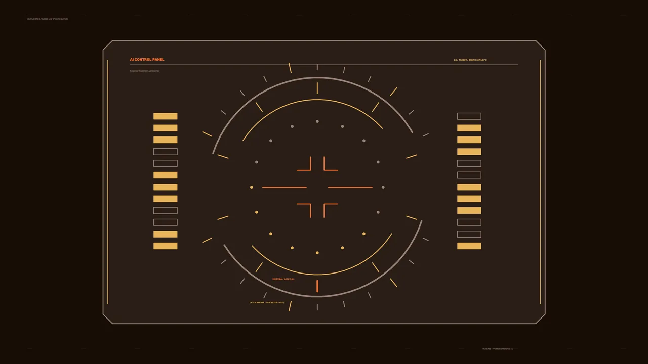Circular Sci-Fi HUD Control Panel with Reticle and Indicator Bars