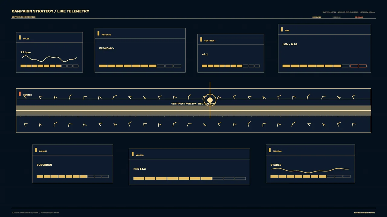 4K Sci-Fi Campaign Telemetry HUD Dashboard with Gold Horizon Scanner