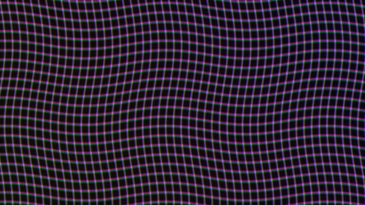 Neon Chromatic Wavy Grid on Black 4K Wallpaper
