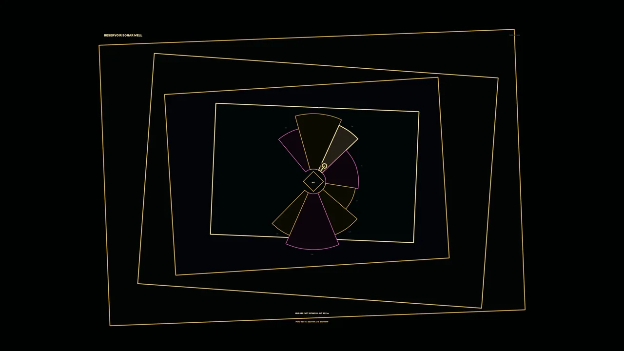 Reservoir Sonar Monitoring HUD with Radial Scanner – 4K Wallpaper