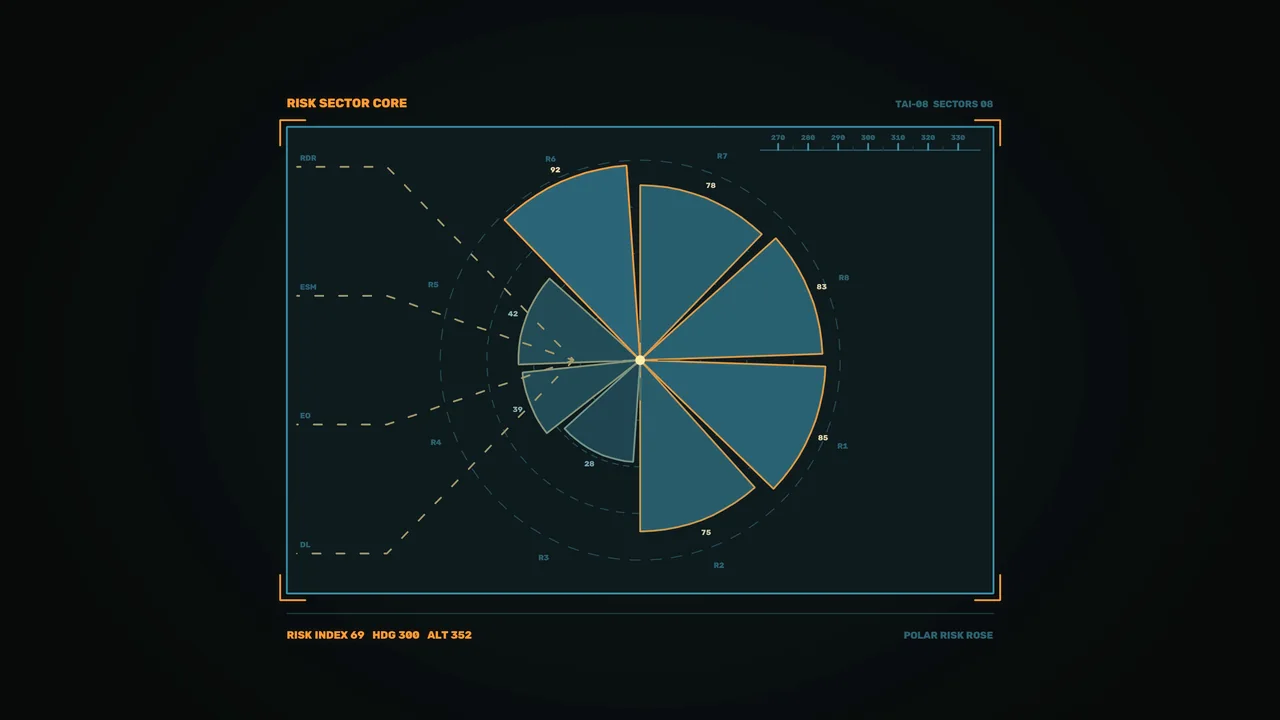Sci-Fi Risk Sector HUD with Polar Telemetry Chart 4K Wallpaper