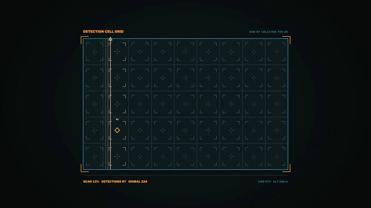 Sci-Fi Detection Cell Grid Scanner HUD 4K Wallpaper
