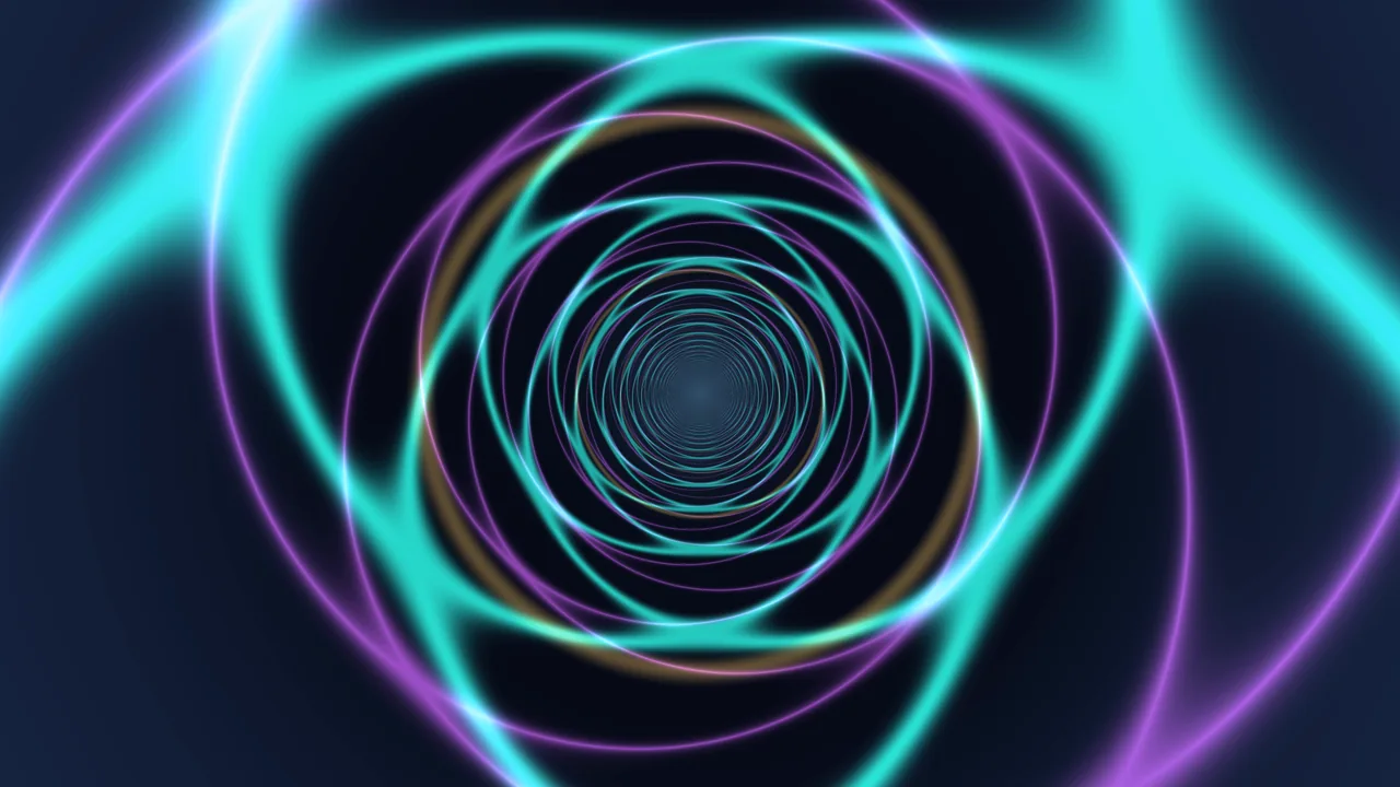 Abstract Neon Concentric Tunnel 4K Wallpaper
