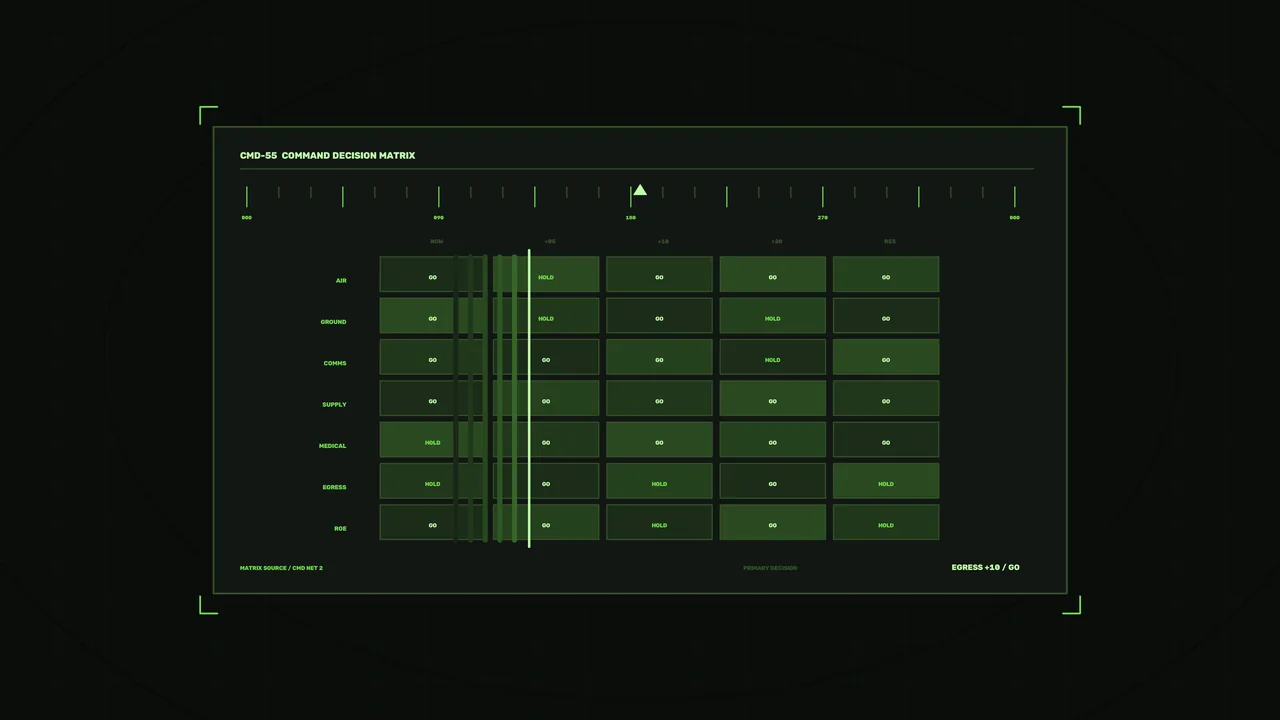 Green Sci-Fi Command Decision Matrix HUD 4K Wallpaper
