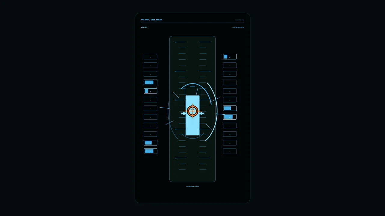 Sci-Fi Battery Cell Radar HUD 4K Wallpaper