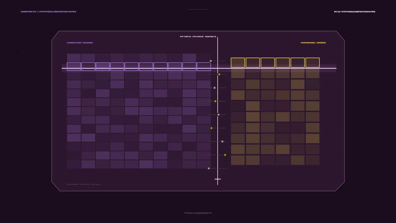Purple and Amber Hypothesis Matrix HUD | 4K Science-Fiction Wallpaper