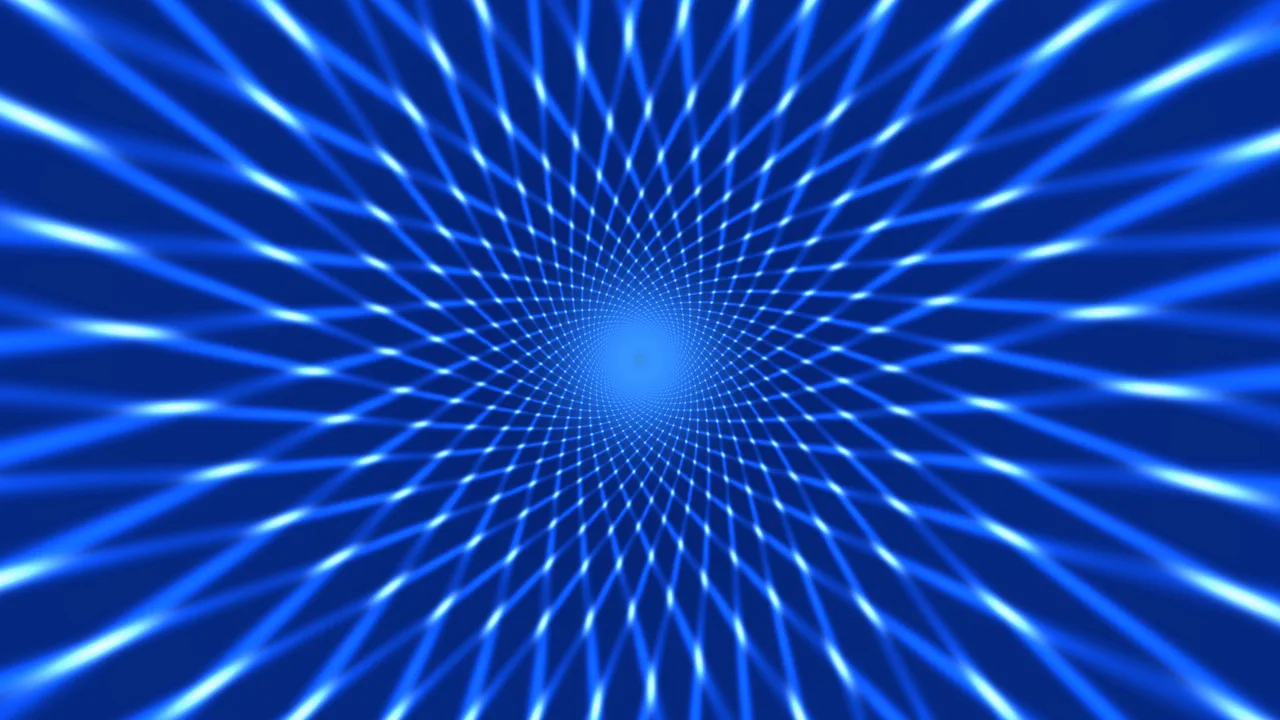 Electric Blue Radial Grid Tunnel 4K Wallpaper