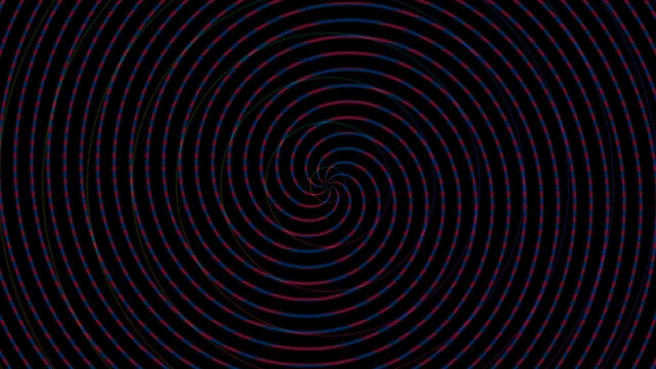 Chromatic Spiral Rings on Black 4K Wallpaper