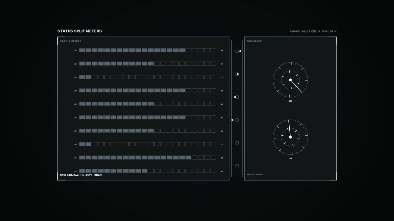 Sci-Fi Status Meter and Dual Spin Gauge HUD 4K Wallpaper
