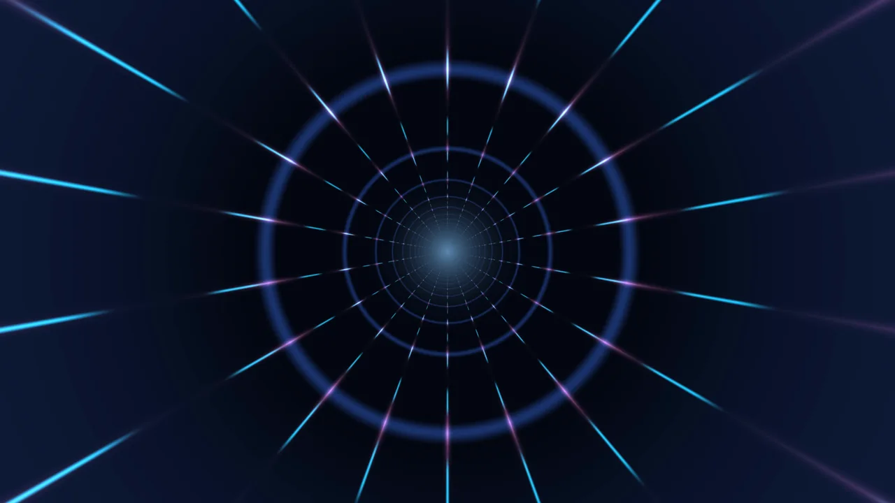 Neon Radial Tunnel with Concentric Rings 4K Wallpaper