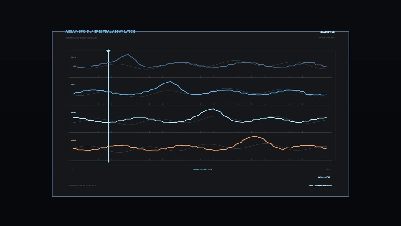 Sci-Fi Contamination Status HUD with Spectral Graphs