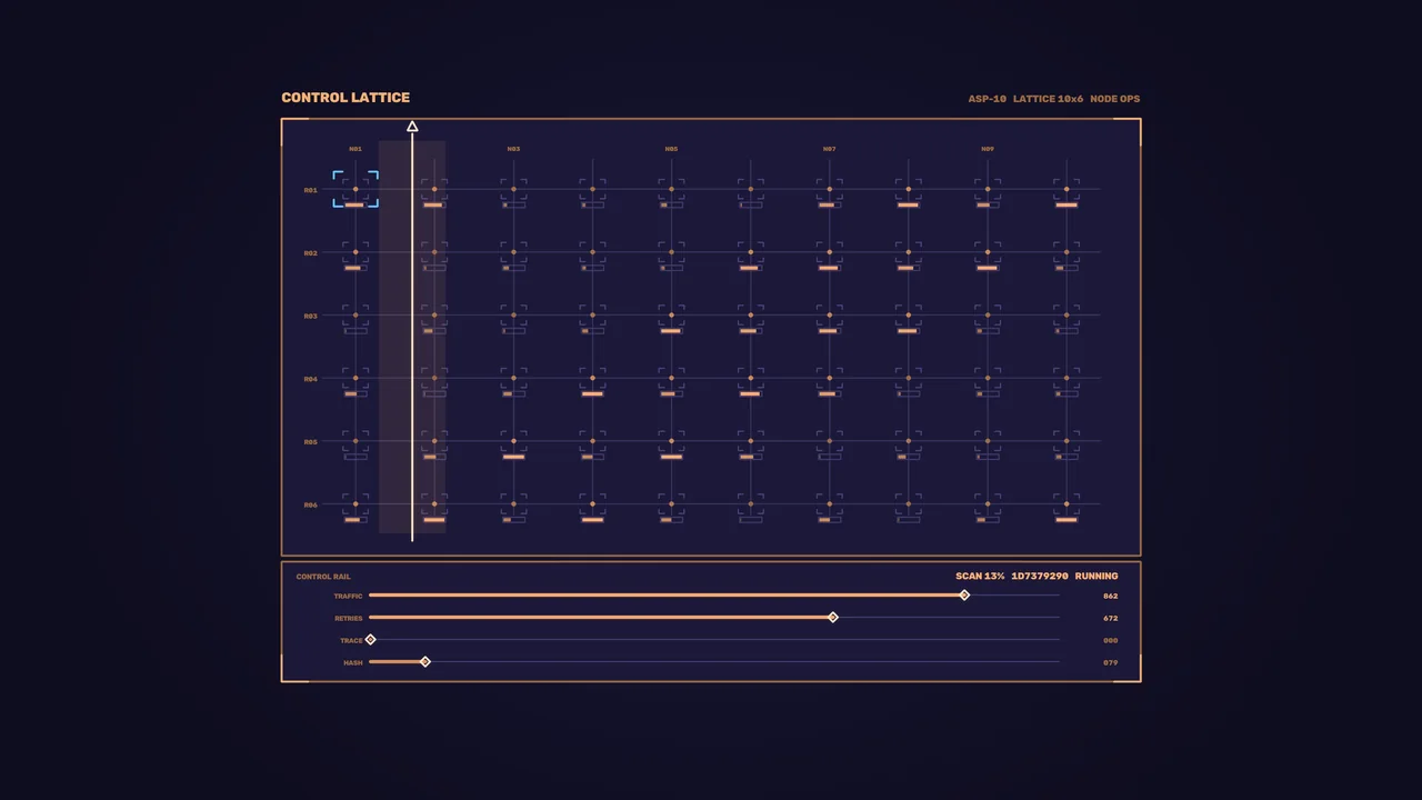 Control Lattice Telemetry HUD 4K Sci-Fi Wallpaper