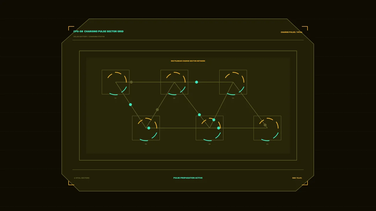 Solar Battery Charging Pulse HUD — Free 4K Sci-Fi Wallpaper
