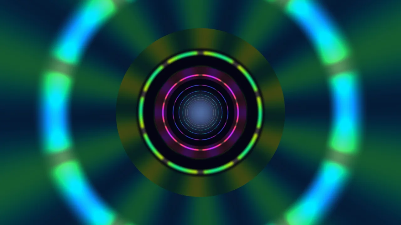 Neon Circular Scanner Interface with Concentric Rings – 4K Wallpaper