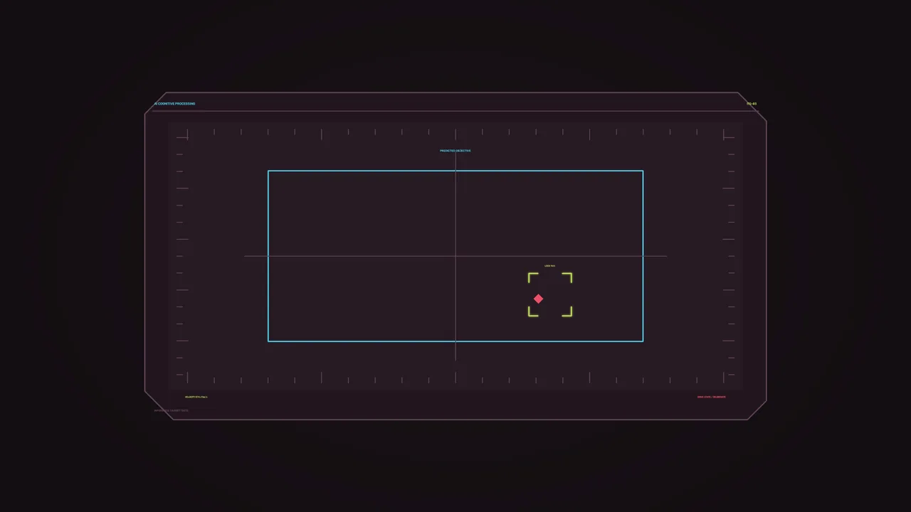 Sci-Fi Target Marker HUD with Cyan Frame and Lime Brackets